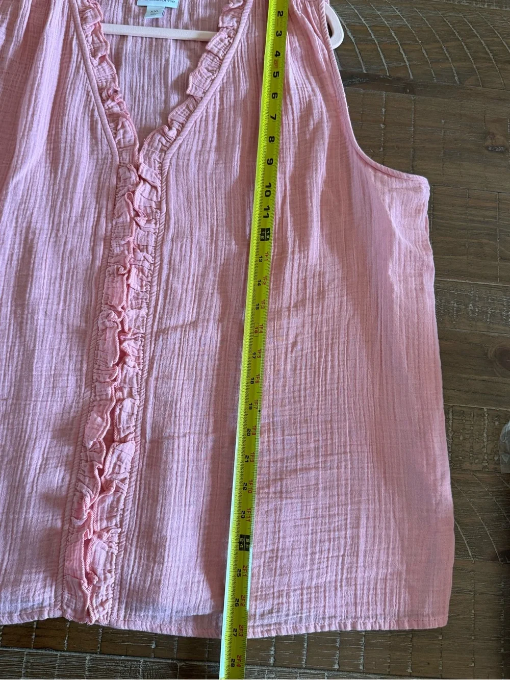 Liz Claiborne Soft Pink Ruffle V-Neck Sleeveless Blouse 2X